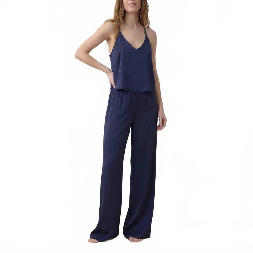 NEW LUNYA women's cami pant set in deep blue